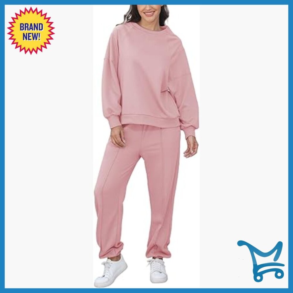 Oversized Sweatsuit Set Jogger Pants Long Sleeve Loungewear Tracksuit